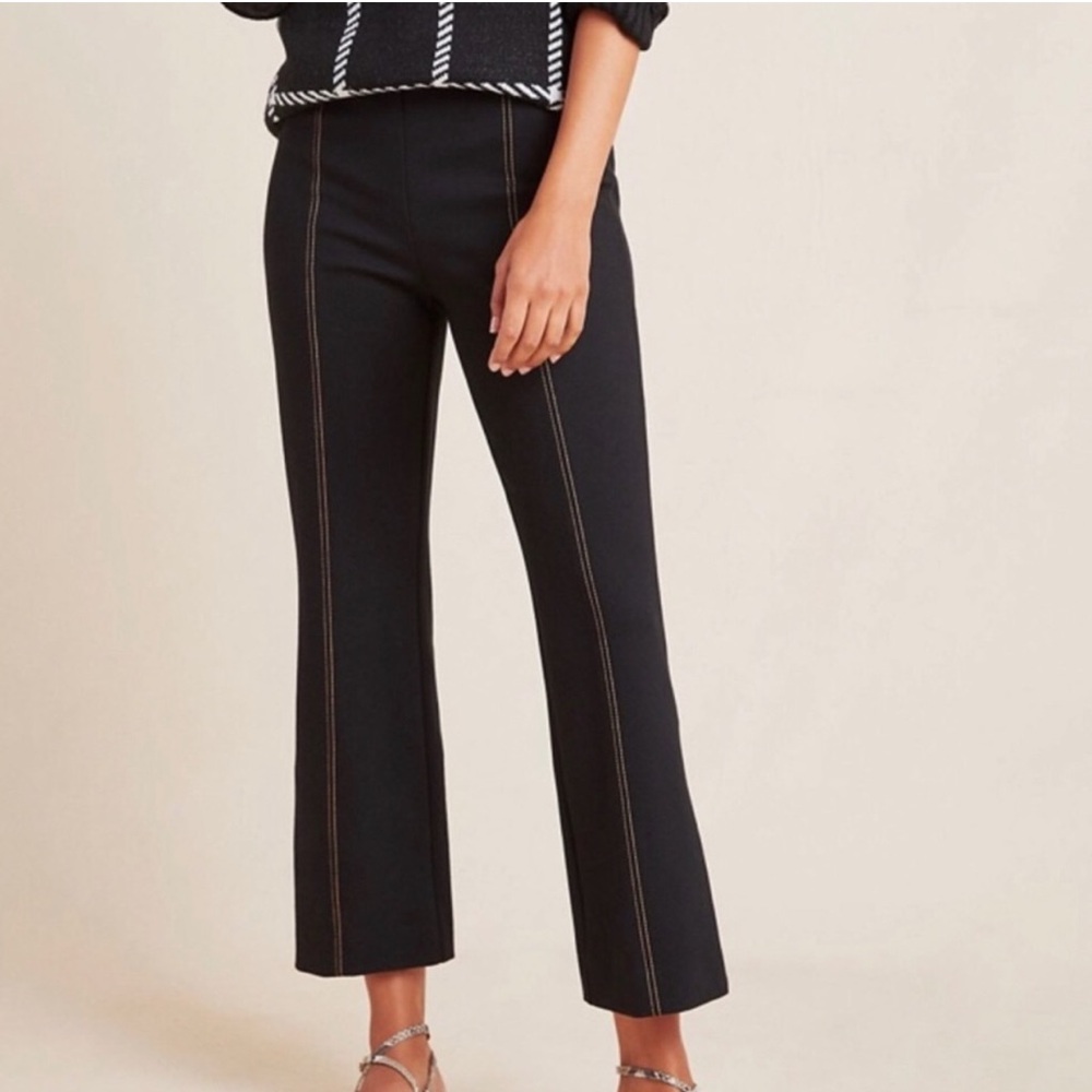 Anthropologie Essential Crop Flare Ankle Trousers